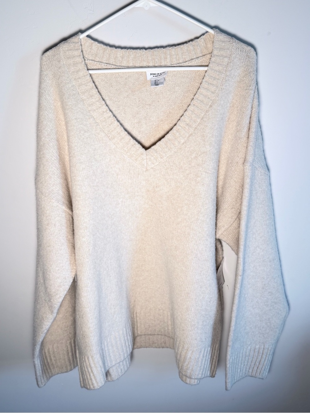 Song of Style Cream V-Neck Oversized Sweater
